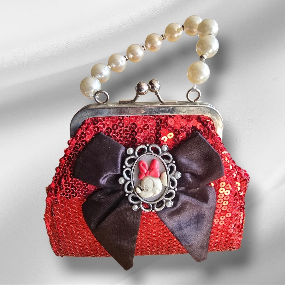 Disney Parks Minnie Mouse Cameo & Pearls Handbag Purse for Girls
